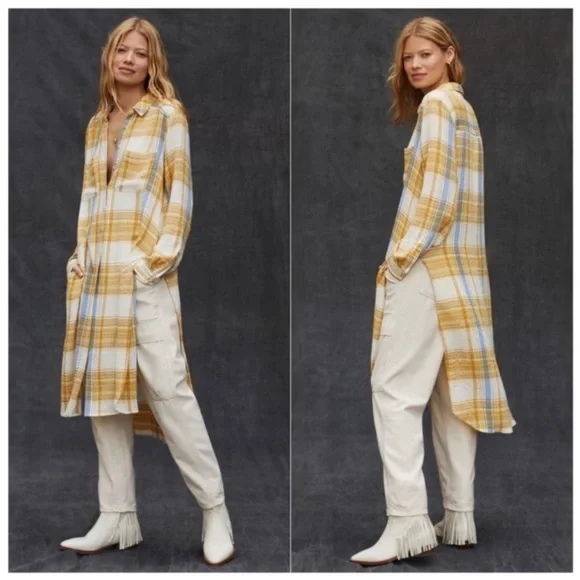 Anthropologie Pilcro Side-Slit Maxi Tunic Button-down Size Small NWT - Picture 1 of 10